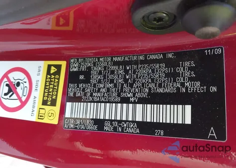 2010 Lexus Rx 350 из США, поврежденный, VIN 2T2ZK1BA1AC019589